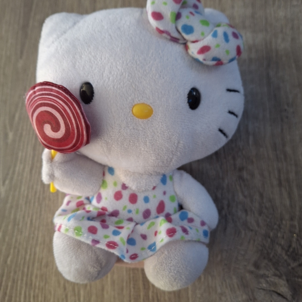 Hello Kitty Beanie Baby Plush Lollipop & Confetti Dress & Bow Stuffed Animal